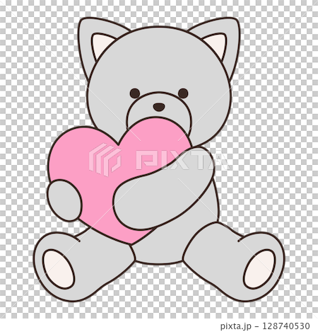 Vector illustration of a cute stuffed cat. Cat, icon, heart, animal 128740530