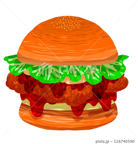 旨辛レッドチキンフィレオバーガー 128740590