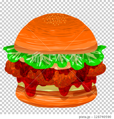 旨辛レッドチキンフィレオバーガー 128740590