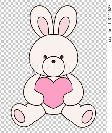 Vector illustration of a cute stuffed rabbit. Rabbit, icon, heart, animal Vector illustration of a cute stuffed rabbit. Rabbit, icon, heart, animal 128740627