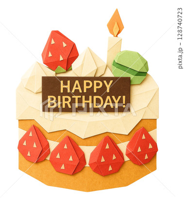 イチゴのバースデーケーキ - クラフトデザイン 128740723