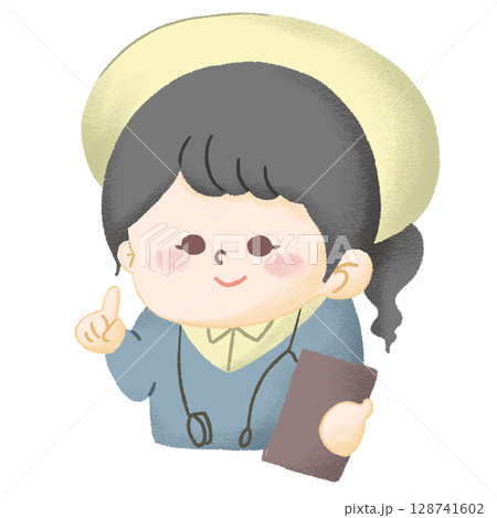 カルテを持って説明をしている看護師さんのイラスト 128741602