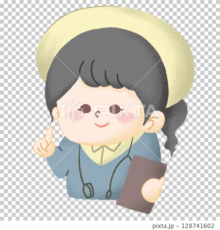 カルテを持って説明をしている看護師さんのイラスト 128741602