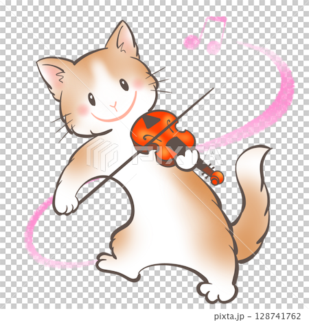 バイオリンを弾くネコ13 128741762