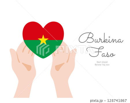 [ブルキナファソ]手と国旗のアイコン ベクターイラスト 128741867
