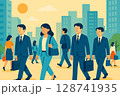 街を歩くビジネスマンたち 128741935