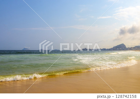 Copacabana Leme Beach Tropical Paradise in Rio de Janeiro Brazil. 128742158