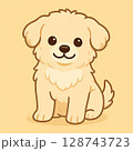 お座りする白い犬 128743723