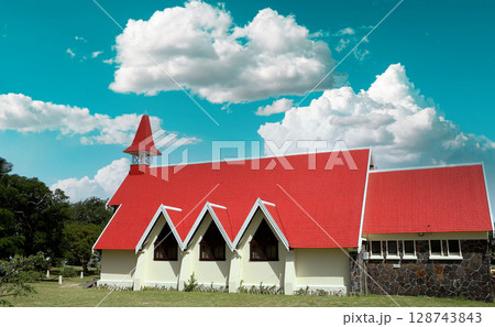 Church in Cap Malheureux, Mauritius island Church in Cap Malheureux, Mauritius island 128743843