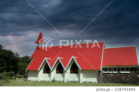 Church in Cap Malheureux, Mauritius island 128743845