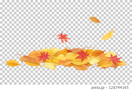 落ち葉 イラスト 水彩 128744165