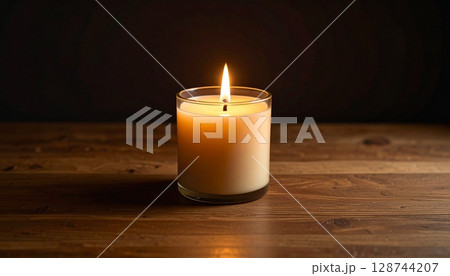 薄暗い部屋に置かれたキャンドル 128744207