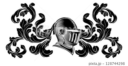 Coat of Arms Crest Knight Helmet Heraldry Design 128744298