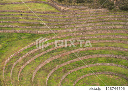 Terraced Inca ruins in Sacred Valley of the Incas 128744506