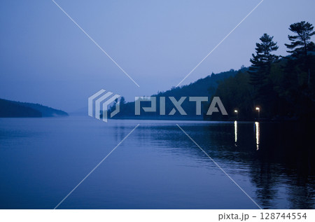 Evening gloom, Lake Placid Lake, St. Armand, New York, USA 128744554