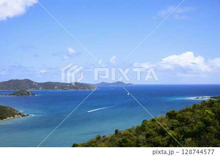Blue sky over Caribbean sea Blue sky over Caribbean sea 128744577