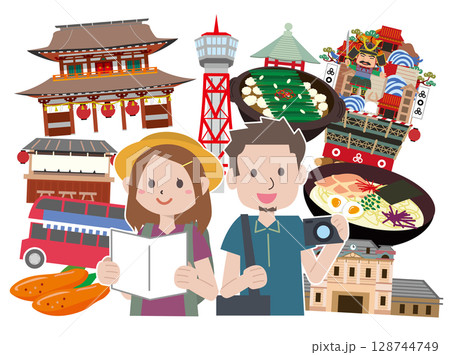 福岡の人気観光スポット 福岡の人気観光スポット 128744749