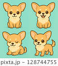 かわいい仕草のいろいろな表情の犬のイラストセット 128744755