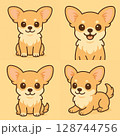 かわいい子犬たちの顔のイラストセット 128744756