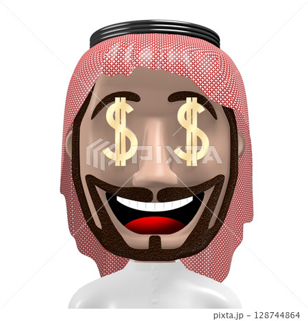 3D rich Arab cartoon character - dollar sign 128744864