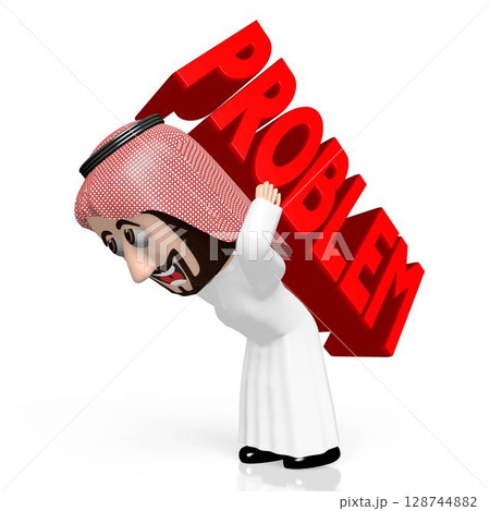3D Arab cartoon character, problem concept 128744882