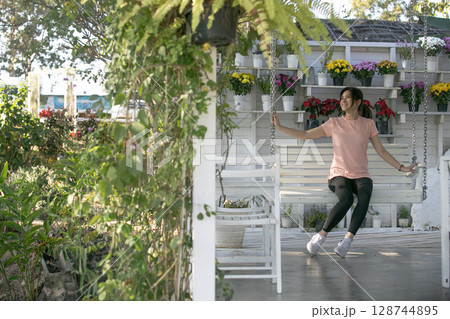 girl have a happy mood and health lifestyle in the countryside house girl have a happy mood and health lifestyle in the countryside house 128744895
