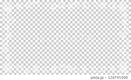 Maple leaf hand-drawn black and white frame, white line drawing 128745300