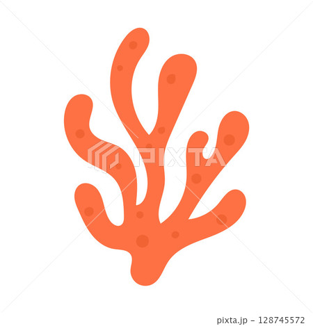 Bright coral branch with organic curves and bold red tones, perfect for ocean conservation graphics and marine biodiversity visuals Bright coral branch with organic curves and bold red tones, perfect for ocean conservation graphics and marine biodiversity visuals 128745572