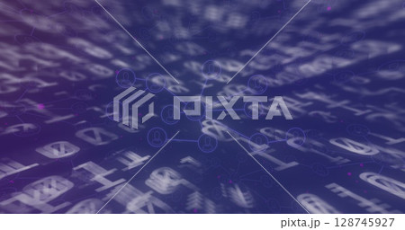 Image of media icons over data processing Image of media icons over data processing 128745927