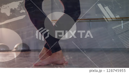Image of data processing over caucasian female dancer 128745955