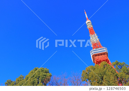 東京都港区、東京タワーの風景 東京都港区、東京タワーの風景 128746503