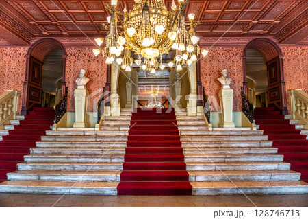 Interior of the Theatro da Paz, Peace Theater at Belem, in the state of Para, in Brazil. 128746713