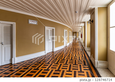 Interior of the Theatro da Paz, Peace Theater at Belem, in the state of Para, in Brazil. 128746714