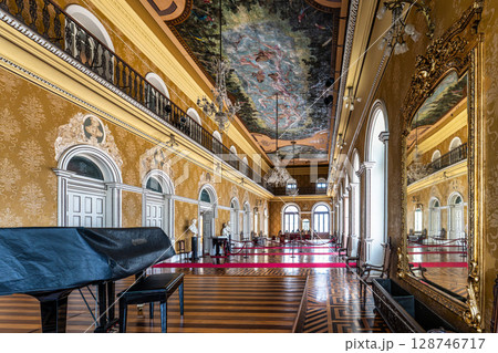 Interior of the Theatro da Paz, Peace Theater at Belem, in the state of Para, in Brazil. 128746717