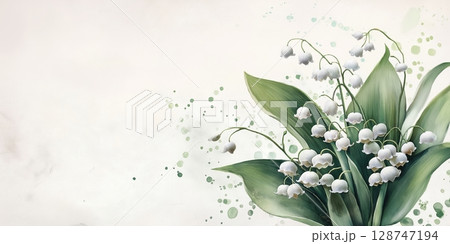 Lily of the valley on a soft pastel background 128747194
