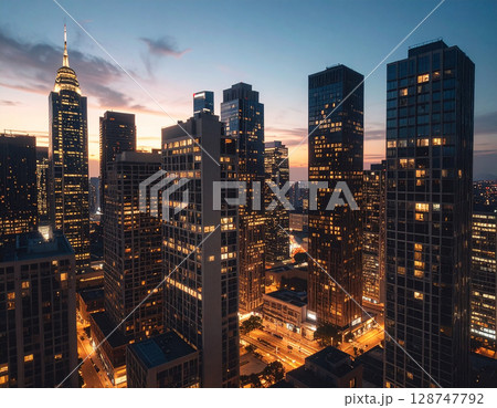 ロックから見えるダウンタウンの夜景 ロックから見えるダウンタウンの夜景 128747792