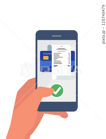 Online payment-Mobile banking and internet banking concept-Stock illustration 128748479