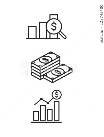Money and statistics line icons_stock illustration Money and statistics line icons_stock illustration 128748480