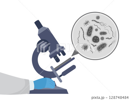 Microscope vector illustration-research of microbes in a microscope-stock illustration Microscope vector illustration-research of microbes in a microscope-stock illustration 128748484