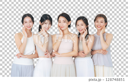 ナチュラルカラーの衣装を着たミドル女性グループ 手作業で精密に切り抜いた背景透過全身写真PNG ナチュラルカラーの衣装を着たミドル女性グループ 手作業で精密に切り抜いた背景透過全身写真PNG 128748851