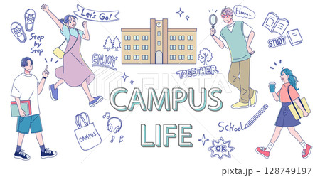 充実したキャンパスライフのセット 充実したキャンパスライフのセット 128749197