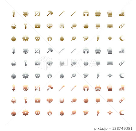 RPG風 シンプルメタルアイコン セット 128749381