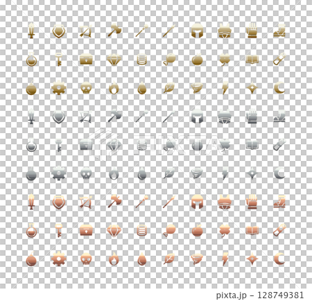 RPG風 シンプルメタルアイコン セット 128749381