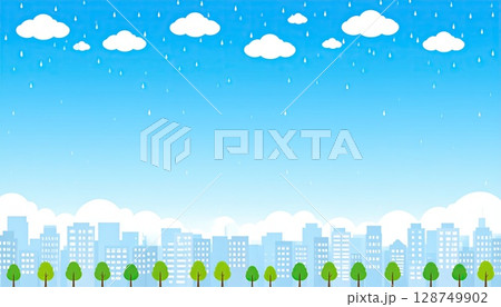 《AI画像》雨が降る都市風景 128749902
