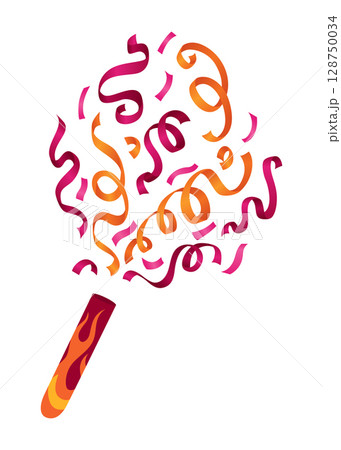 Party popper icon. Holiday popper cone with confetti, congratulate or celebrate element. Exploding cracker icon in flat design. Vector illustration isolated on white background 128750034