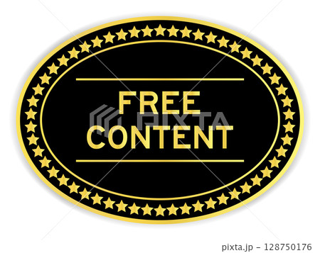Black and gold color oval label sticker with word free content on white background Black and gold color oval label sticker with word free content on white background 128750176