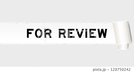 Ripped gray paper background that have word for review under torn part 128750242