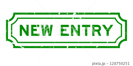 Grunge green new entry word rubber seal stamp on white background Grunge green new entry word rubber seal stamp on white background 128750251