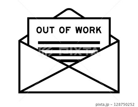 Envelope and letter sign with word out of work as the headline 128750252