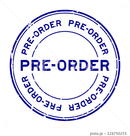 Grunge blue pre order word round rubber seal stamp on white background Grunge blue pre order word round rubber seal stamp on white background 128750255